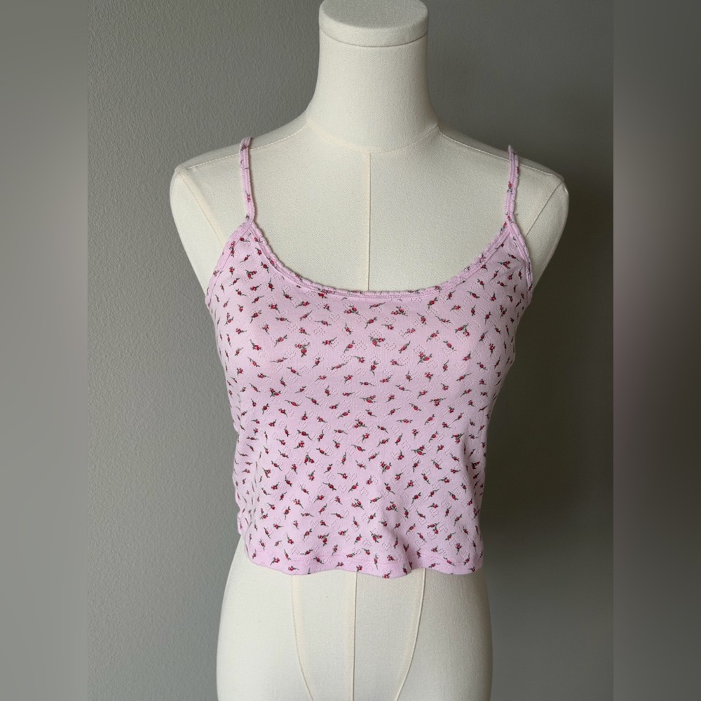 PINK Victoria's Secret Light Pink Floral Cotton Camisole / Top- M